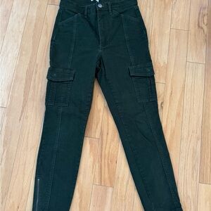 Loft Forest Green Cargo Ankle Zipper Pants Size 26 - 2